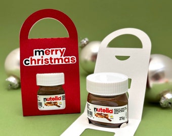 Nutella Box with Handle for Christmas Party Favour Gift Bag - 3D SVG template for Cricut, Silhouette (fits mini jar of Nutella 25 g)