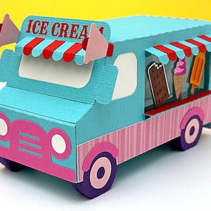 Scatola regalo shaker per camioncino dei gelati per compleanno dei bambini, apprezzamento degli insegnanti, festa estiva, dolcetti per bomboniere (caja troca) SVG 3D per Cricut