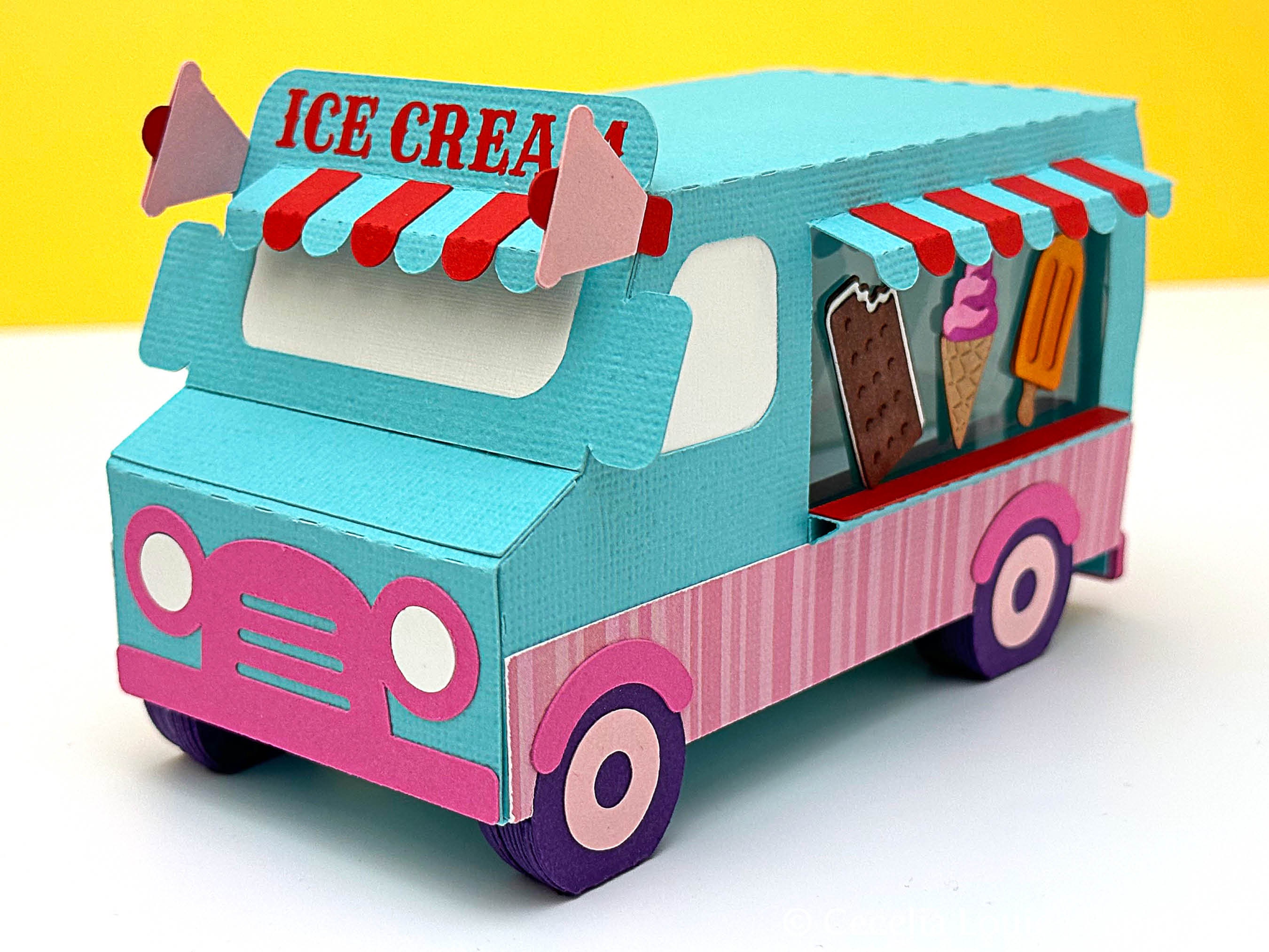 Editable Ice Cream Truck Favor Box Label Gable Gift Box Ice Cream Birt -  Design My Party Studio