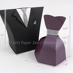 Bride & Groom Party Favor Gift Box 3D SVG Cutting files and PDF instructions Silhouette Cameo and Cricut image 4