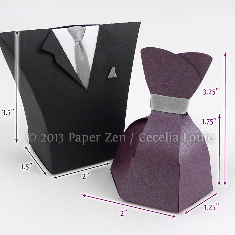 Bride & Groom Party Favor Gift Box 3D SVG Cutting files and PDF instructions Silhouette Cameo and Cricut image 4
