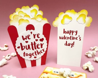 Tarjeta desplegable de San Valentín para él o Galentine's - Portatarjetas de regalo con 5 mensajes divertidos - Archivo de corte SVG 3D para Cricut