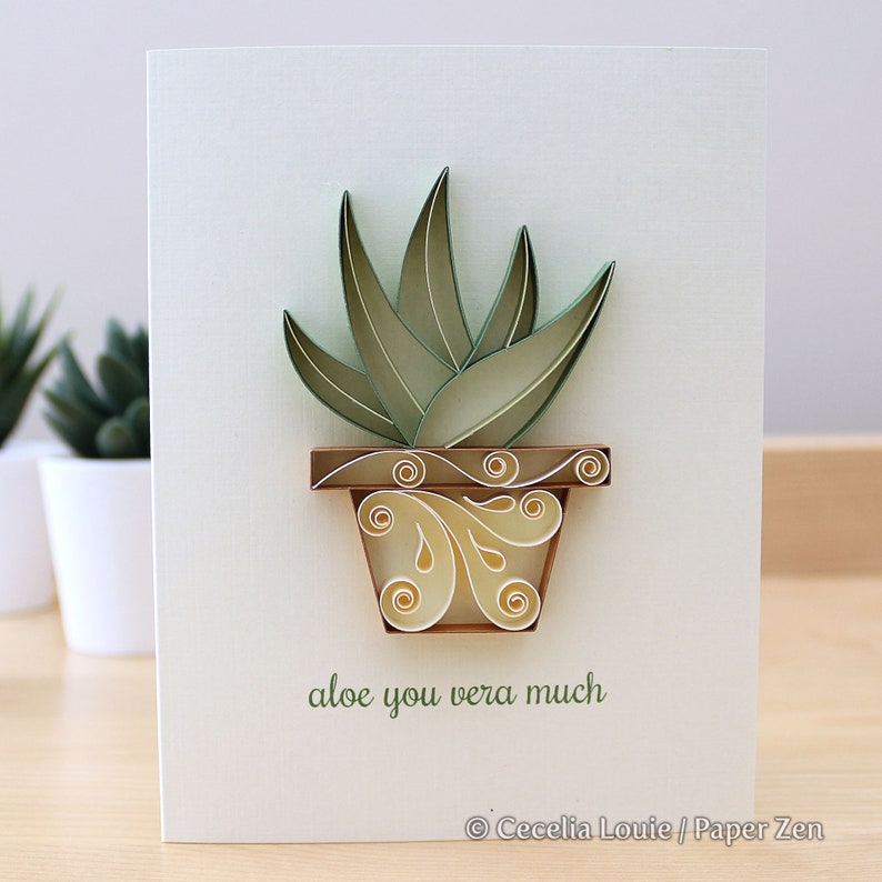 Quilling Succulents PDF file of 3 Patterns and Templates Step-by-step Tutorial How to Make Editable Greeting Cards Digital Download image 1