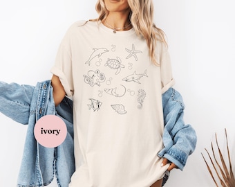 Sea Animals Comfort Colors® T-Shirt Ocean Lover Tee Marine Life Shirt for Nature Fans