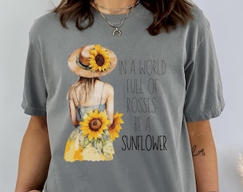 Sunflower Graphic Tee: Positive Inspirational Floral Shirt