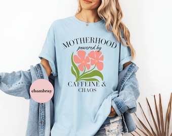 Caffeine & Chaos Mom Life T-Shirt: Funny Motherhood Tee