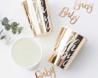 Pappbecher 'Oh Baby' gold/weiß 8 St.