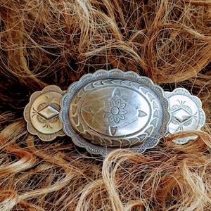 Silver Barrette, Western Barrette, Santa Fe Style Southwestern Hair Clip, Concho Hairclip, Rodeo Hair Accessories