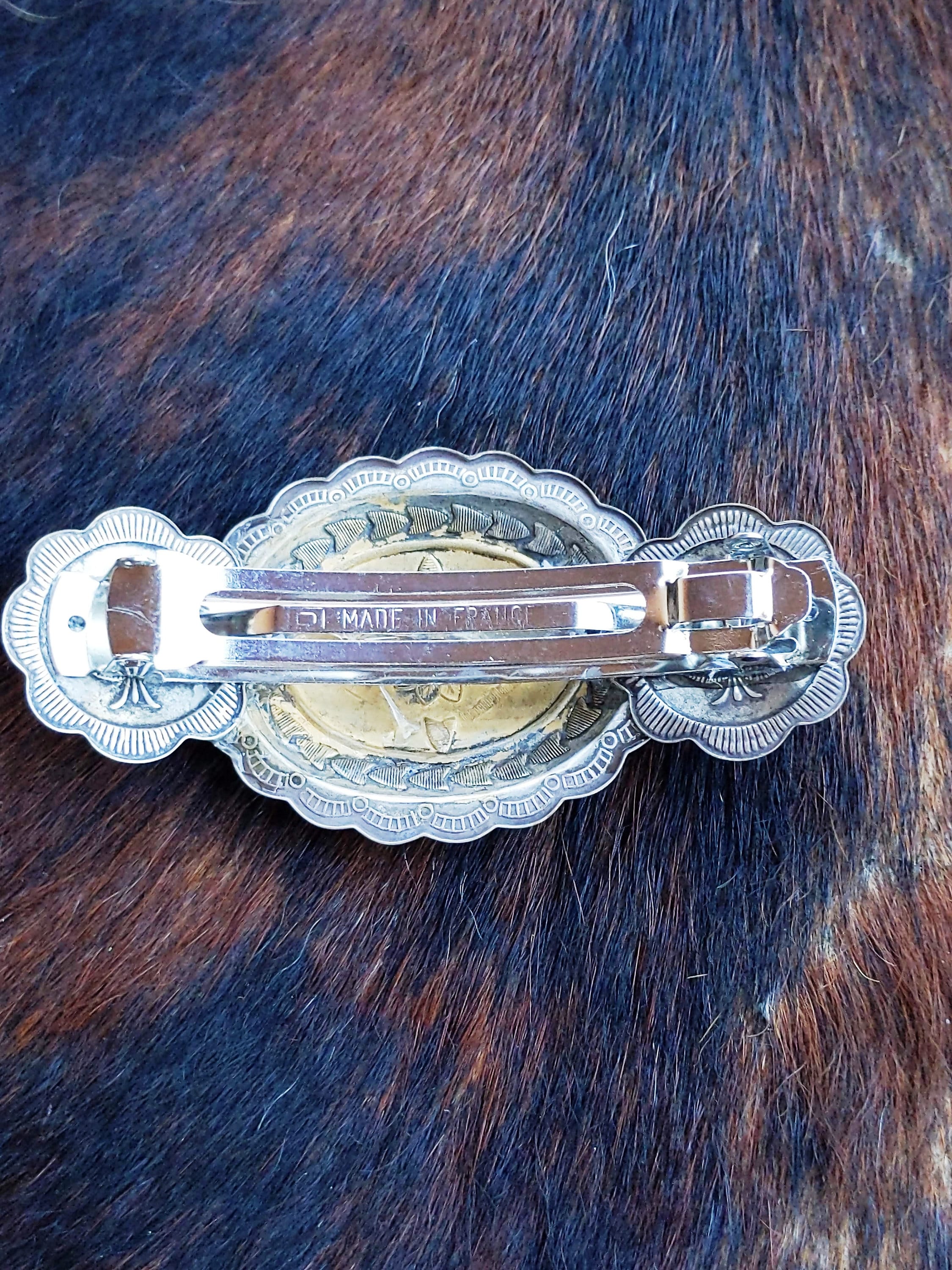 Silver Barrette, Western Barrette, Santa Fe Style