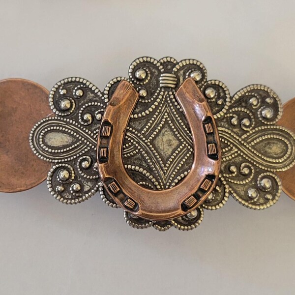 Horseshoe Barrette, Mixed Metals, Rustic Western Hairclip
