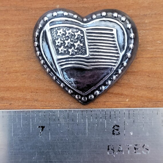 Heart Pin, Sterling Silver Heart, Flag Pin, Patri… - image 2