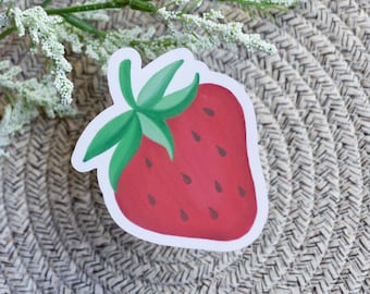 Adhesivo de vinilo de fresa roja – Estilo cottagecore, para agenda o portátil