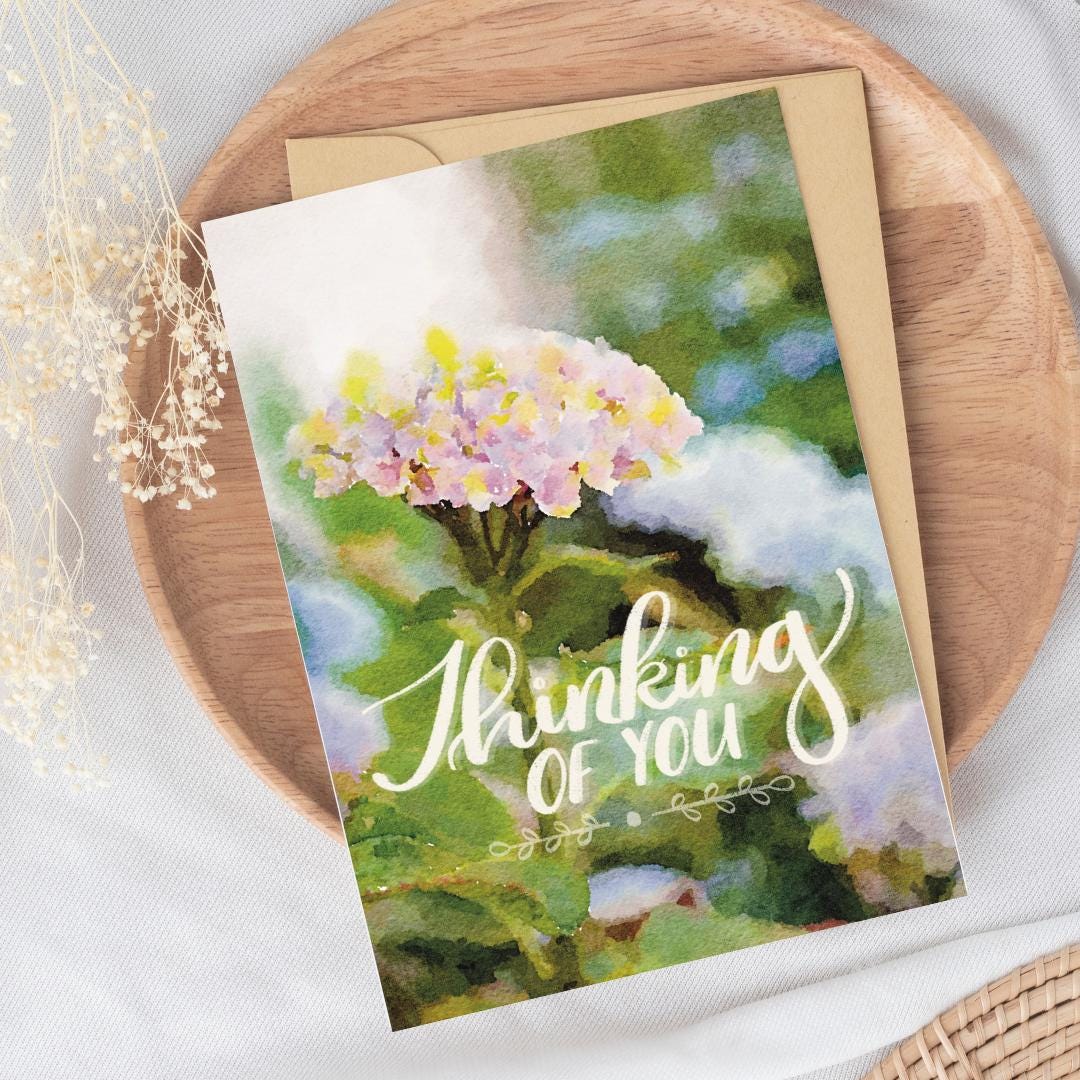 Floral Sympathy Card: Hand-drawn Botanical Thinking of You Card - Etsy