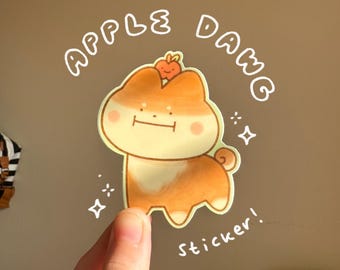 Sticker Shiba Inu Apple Dawg - Sticker vinyle Shiba Inu mat mignon