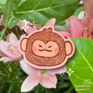 Süßer Affe Aufkleber - Kawaii Äffchen Matter Vinyl Aufkleber - Affe Laptop Aufkleber