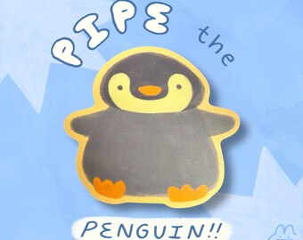 Pipe the Penguin Sticker - Cute Penguin Sticker - Kawaii Laptop Decal - Waterproof Sticker