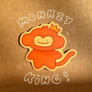 Monkey King Aufkleber - Süßer Affe Matte Vinyl Sticker - Kawaii Affe Aufkleber für Laptop