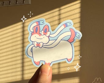 Cute Derpy Sylveon Sticker - Kawaii Pokemon Sticker - Cute Eevee Matte Vinyl Sticker