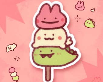 Cute Dango Sticker - Cute Bunny, Seal, Dino Sticker - Kawaii Sticker, Matte Vinyl Sticker, Waterproof Durable Sticker