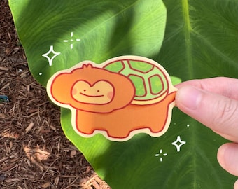 Monkturtle Sticker - Cute Monkey Turtle Matte Vinyl Sticker - Kawaii Monkey Sticker - Cute Weatherproof Sticker