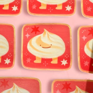 Meringue Man & Strawberry Dude Sticker Set - Cute Dessert Sticker Pack - Kawaii Strawberry Cream Stickers