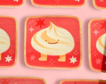 Meringue Man & Strawberry Dude Sticker Set - Cute Dessert Sticker Pack - Kawaii Strawberry Cream Stickers