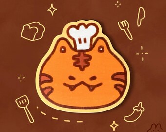 Cute Chef Tiger Matte Sticker - Kawaii Tiger Sticker, Laptop Stickers, Water Bottle Decal, Cute Animal Sticker, Journal Sticker