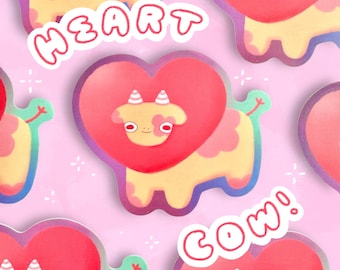 Heart Cow Sticker - Cute Cow Matte Vinyl Sticker - Kawaii Cow Laptop Sticker