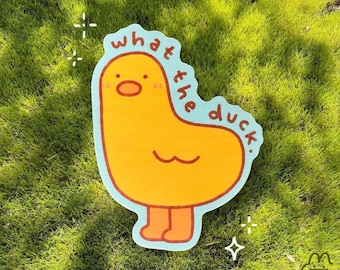 What the Duck Sticker - Cute Duck Sticker, Duck Meme Sticker, Funny Sticker, Laptop Sticker