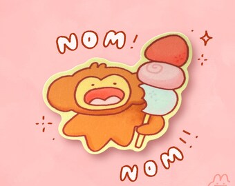 Nom Monkey Sticker - Cute Monkey Matte Vinyl Sticker