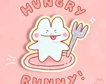 Hungry Bunny Sticker - Big Back Bunny Matte Vinyl Sticker - Cute Bunny Sticker - Silly Laptop Decal