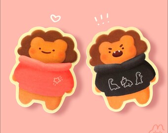 Hoodie Lion Cute Sticker - Cute Sticker Set - Duo Sticker Set - Cute Matte Sticker