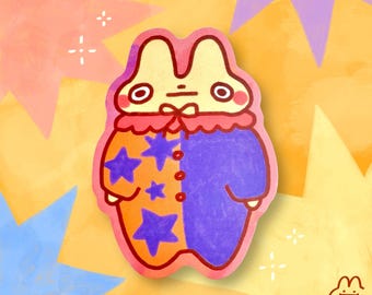 Clown Bunny Sticker - Cute Bunny Sticker - Kawaii Laptop Sticker - Matte Vinyl Sticker