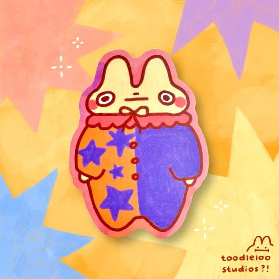 Clown Bunny Sticker - Cute Bunny Sticker - Kawaii Laptop Sticker - Matte Vinyl Sticker