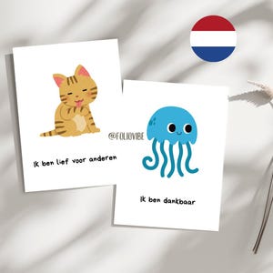 Tarjetas de afirmación para niños | Tarjetas Positivas Imprimibles 20 piezas Holandés