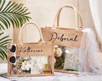 Bolsas de yute personalizadas / Bolsa de yute con nombre personalizado para la novia / Recuerdos para despedida de soltera / Bolsa de playa con monograma / Bolsa de yute / Regalos para boda / Bolsa para damas de honor