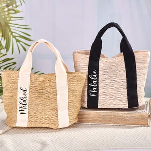 Strandtasche Personalisiert, Jutebeutel, Benutzerdefinierte Stroh Name Taschen, Brautdusche tasche, Hochzeitsgeschenk Tote, Strandtasche Bachelorette, Brautjungfer Vorschlag