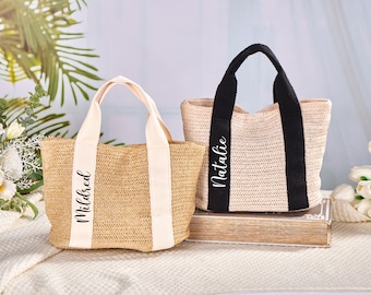 Beach bag personalized,Burlap Tote Bag,Custom Straw Name Bags,Bridal Shower bag,Wedding Gift Tote,Beach Bag Bachelorette,Bridesmaid Proposal