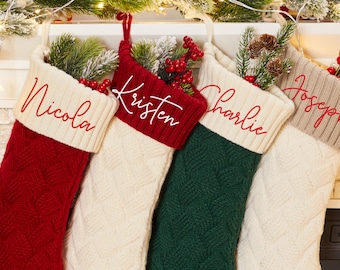 2025 Embroidered Christmas Stockings,Knitted Family Stockings,Personalized Xmas Stocking with Name,Holiday Gifts