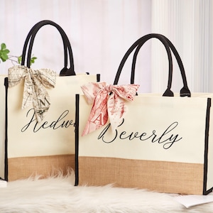 Bridesmaid Burlap Gift Bag,Personalized Bridesmaid Tote Beach Bag,Bridesmaid Gifts,Bachelorette Party Favor,Bridal Party Gift,Thank You Bag