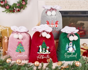 Personalized Large Santa Sack Family Sack with Name,Christmas Bag,Holiday Gifts for Kids