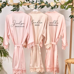 Bridesmaid Robes Bride Gift Bride Robe Bridesmaid Gift Satin Lace Robe Bride Dressing Gown Bridal Party Robes Wedding Robe Personalised Robe