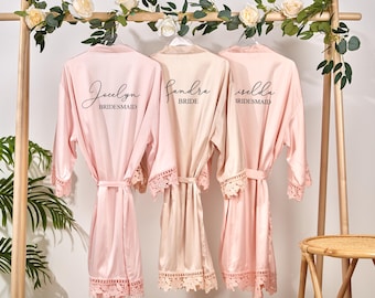 Bridesmaid Robes Bride Gift Bride Robe Bridesmaid Gift Satin Lace Robe Bride Dressing Gown Bridal Party Robes Wedding Robe Personalised Robe
