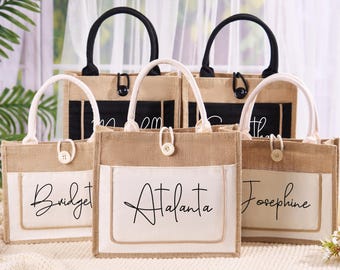 Personalized bridesmaid beach bags,Custom Burlap bags,Wedding favors,Women Canvas bag,Bachelorette Party,Bridal gift bag,Bridesmaid proposal