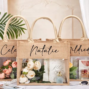Personalized Bridesmaid Gifts Bag with Name,Custom Burlap gifts Bag,Beach tote bag,Bachelorette Party Bag,Bridesmaid Proposal Gift,Beach Bag