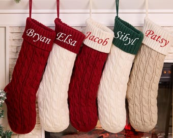 2025 Embroidered Christmas Stocking,Personalized Family Christmas Stockings,Knitted Stockings With Name,Monogram Stocking,Holiday Decor Gift