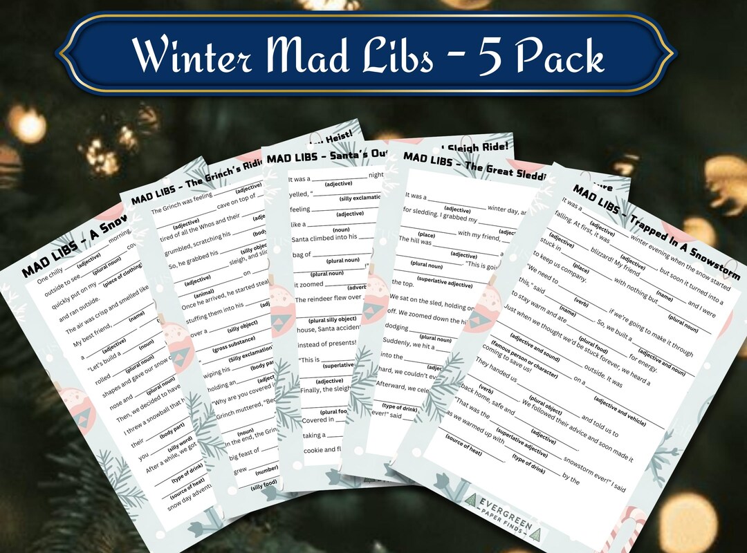 Winter Mad Libs, Family Fun, Homeschool, Classroom, Kids, Instant ...