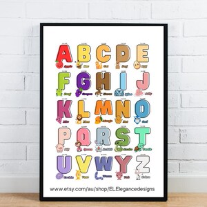 Alphabet Poster, ABC Wall Art, Alphabet Printed Poster, Homeschool Preschool Decor, Kindergarten Toddler Learning,  Alphabet Learning Chart