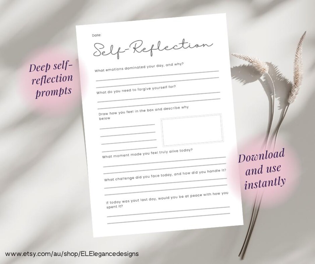 Self-reflection Printable Tool, Self Reflection Worksheet, Daily ...