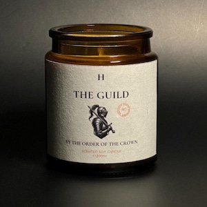 The Guild Candle: Bookish Scented Soy Candle - Leather, Bergamot, Sandalwood